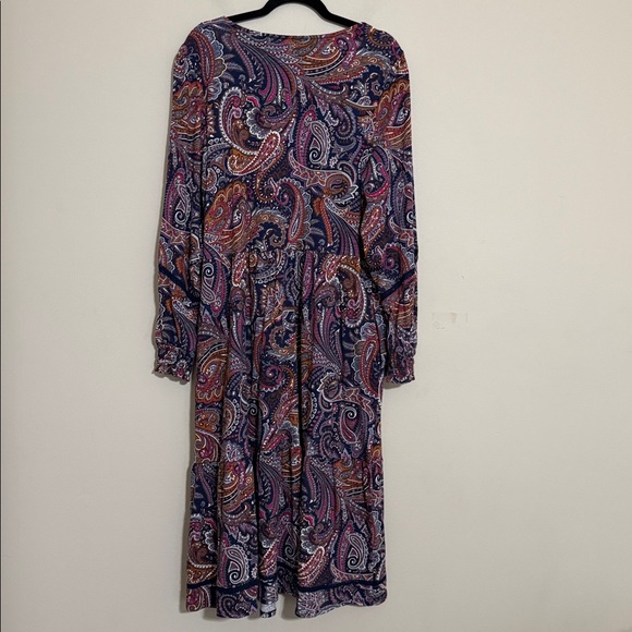 Canon Multicolor Paisley Long Sleeve Dress women XL festival casual linen boho - Picture 9 of 9